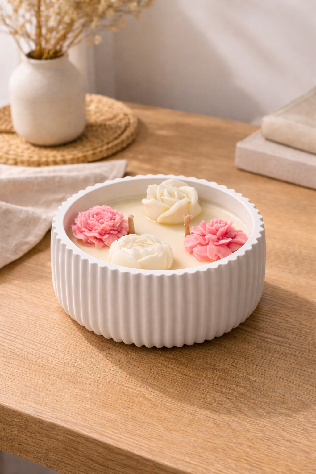 Vela aromática com Flores em Cera