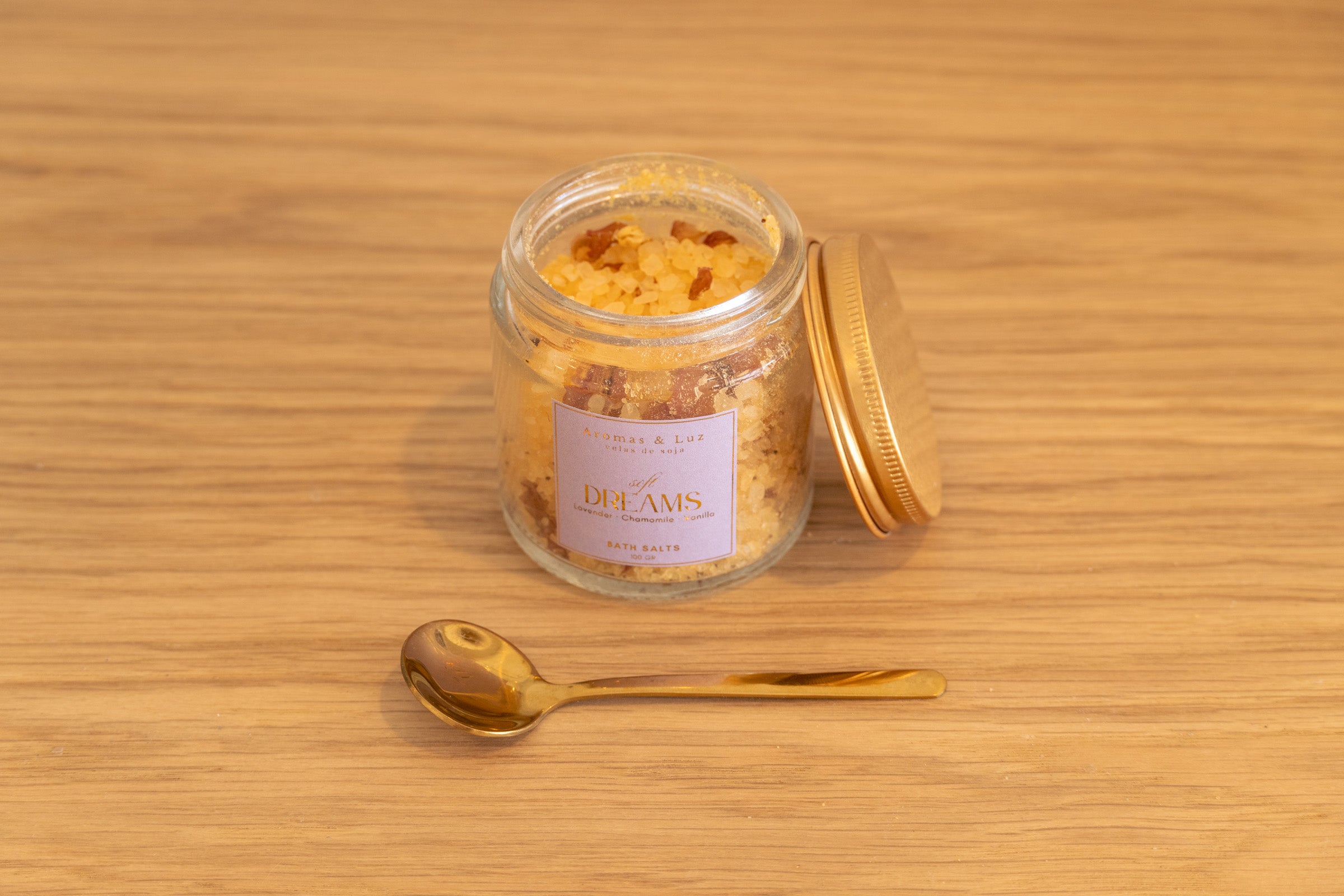 ⁠Sais de Banho 100g (c/ Colher Dourada) - Nova coleção