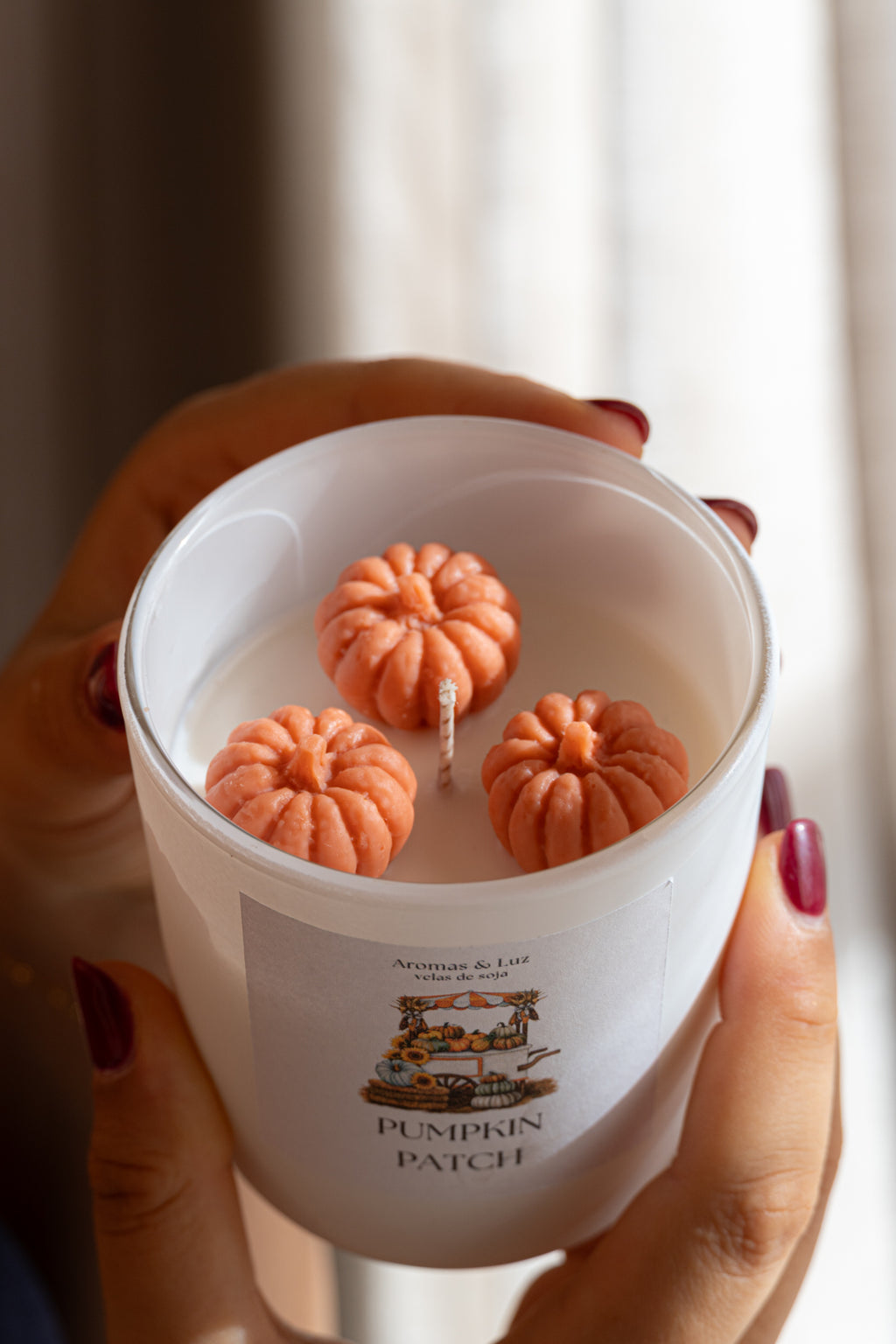 Vela em vidro com topping abobora: Pumpkin Patch