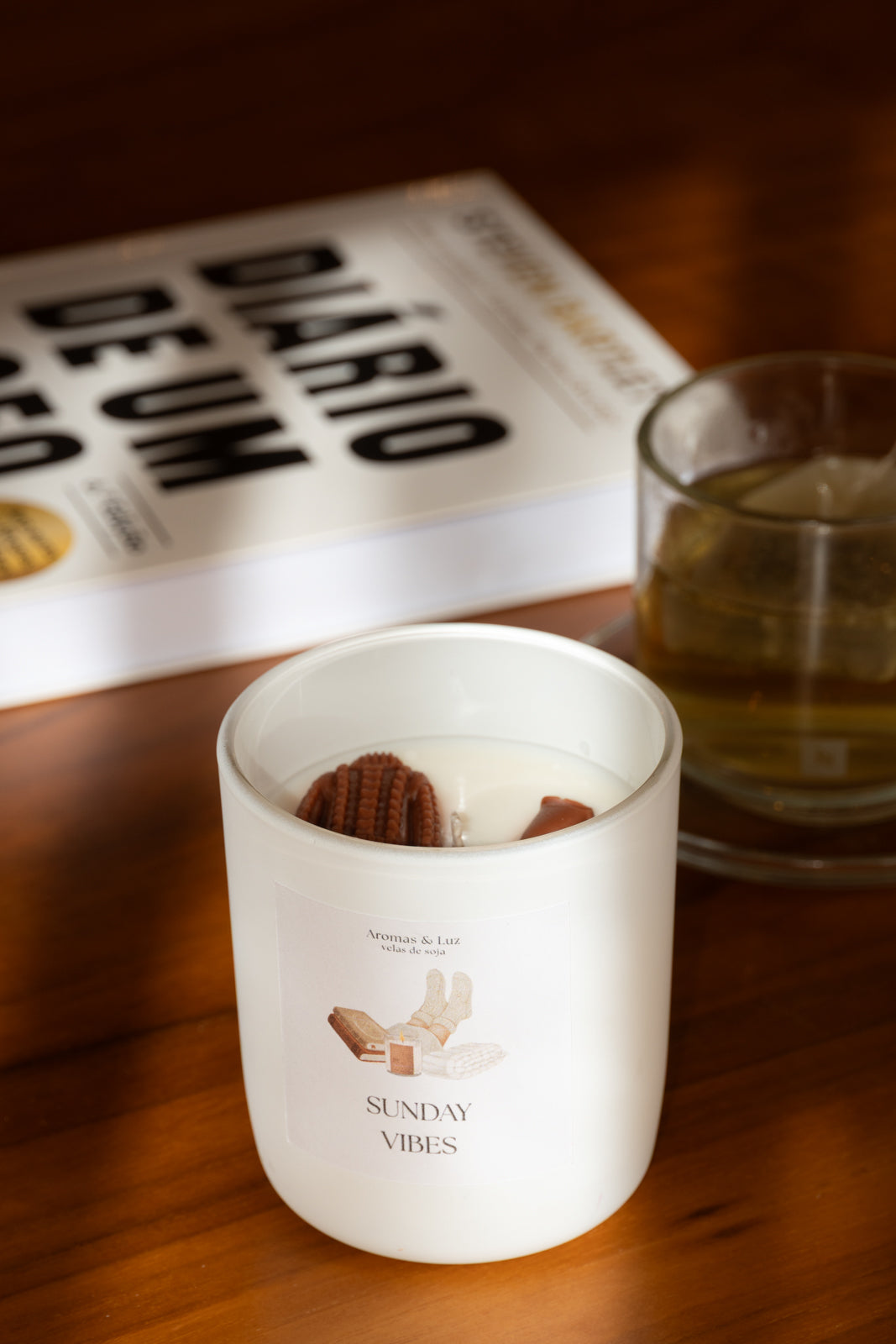 Vela em vidro com toppings variados: Sunday Vibes
