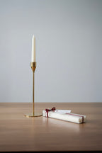 Pack Castiçal Dourado Slim + Duas Velas Caneladas