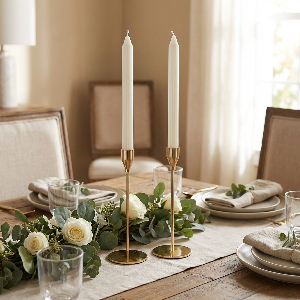 Porta-vela Dourado e Vela Canelada