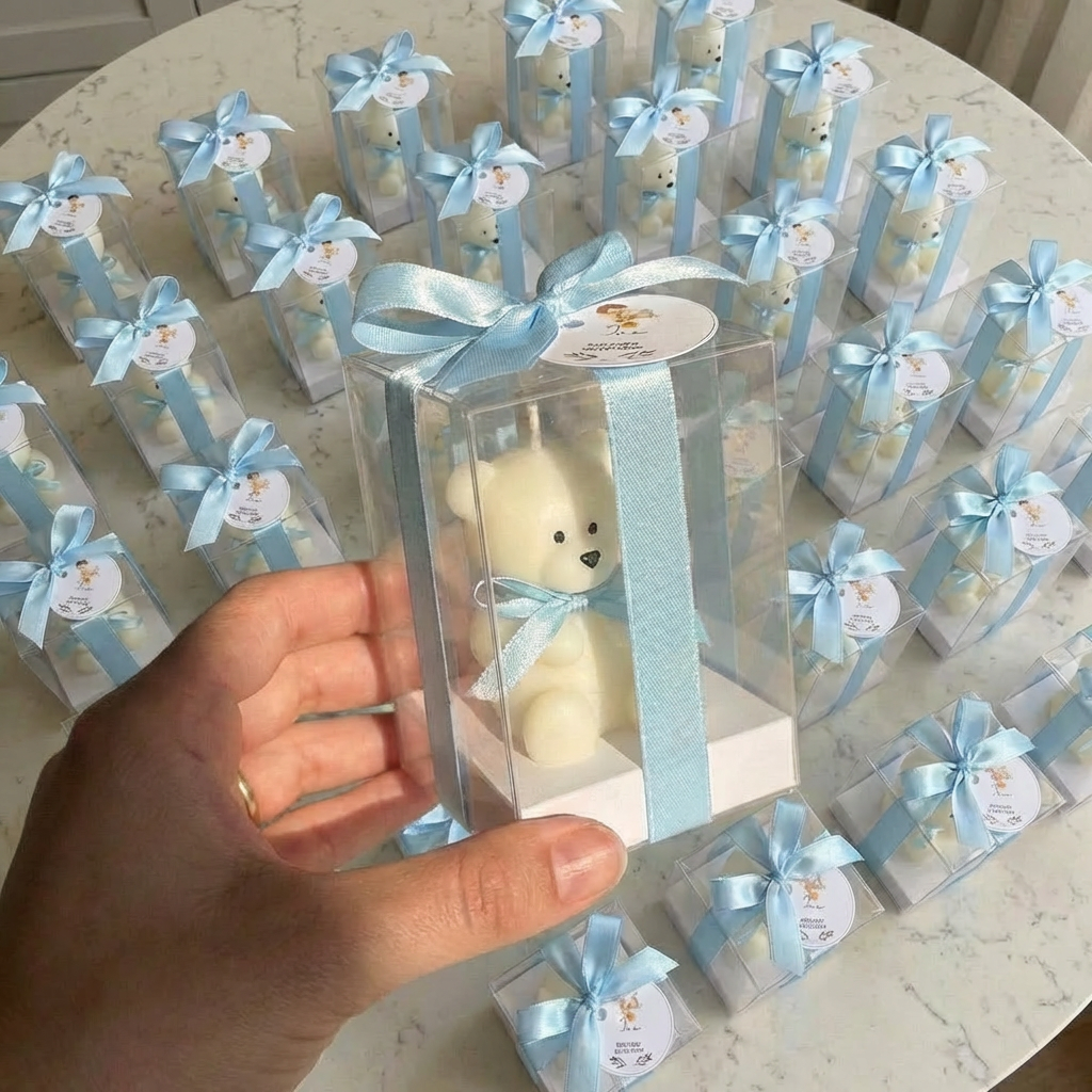 Vela mini ursinho decorada para lembrança