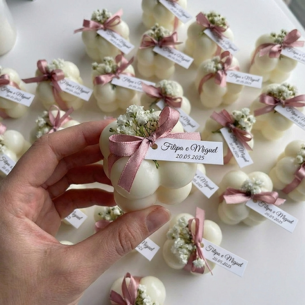 Vela mini cubo decorado para lembrança