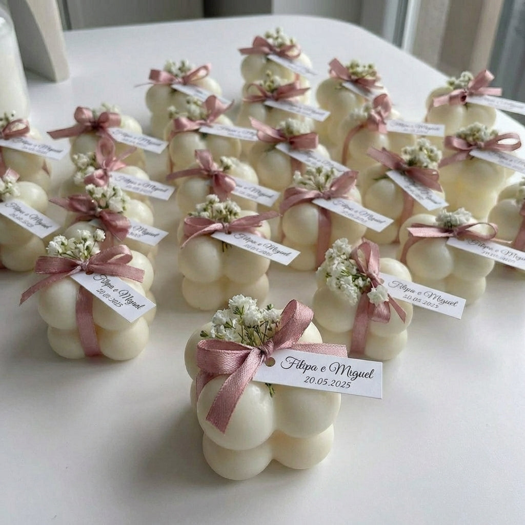 Vela mini cubo decorado para lembrança