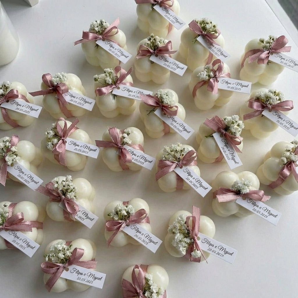 Vela mini cubo decorado para lembrança