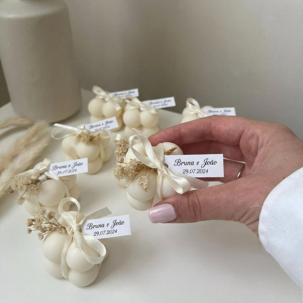 Vela mini cubo decorado para lembrança