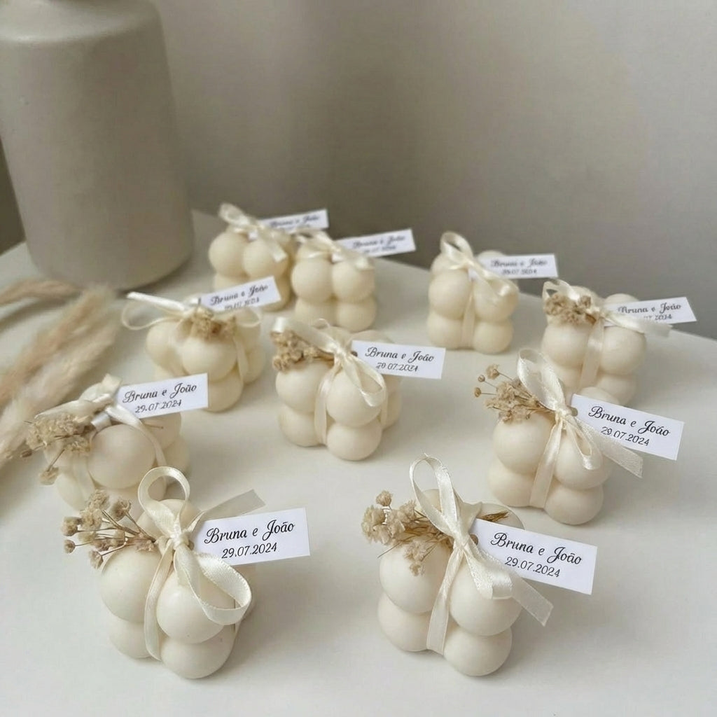 Vela mini cubo decorado para lembrança