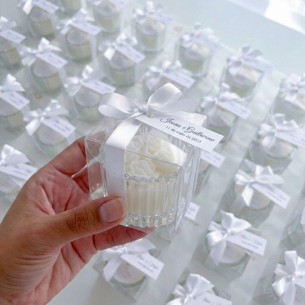 Vela mini pote floral com decoração para lembrança