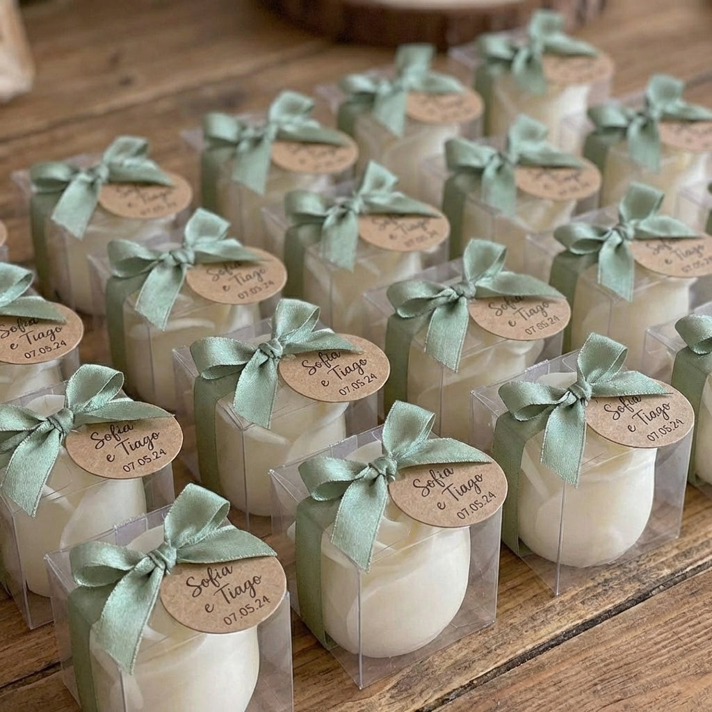 Vela mini rosa com decoração para lembrança