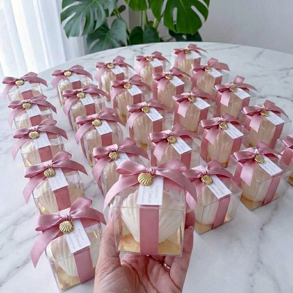 Vela mini concha decorada para lembrança