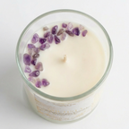 Vela aromática Chakra da Coroa com Ametista – Conexão, Sabedoria e Paz Interior
