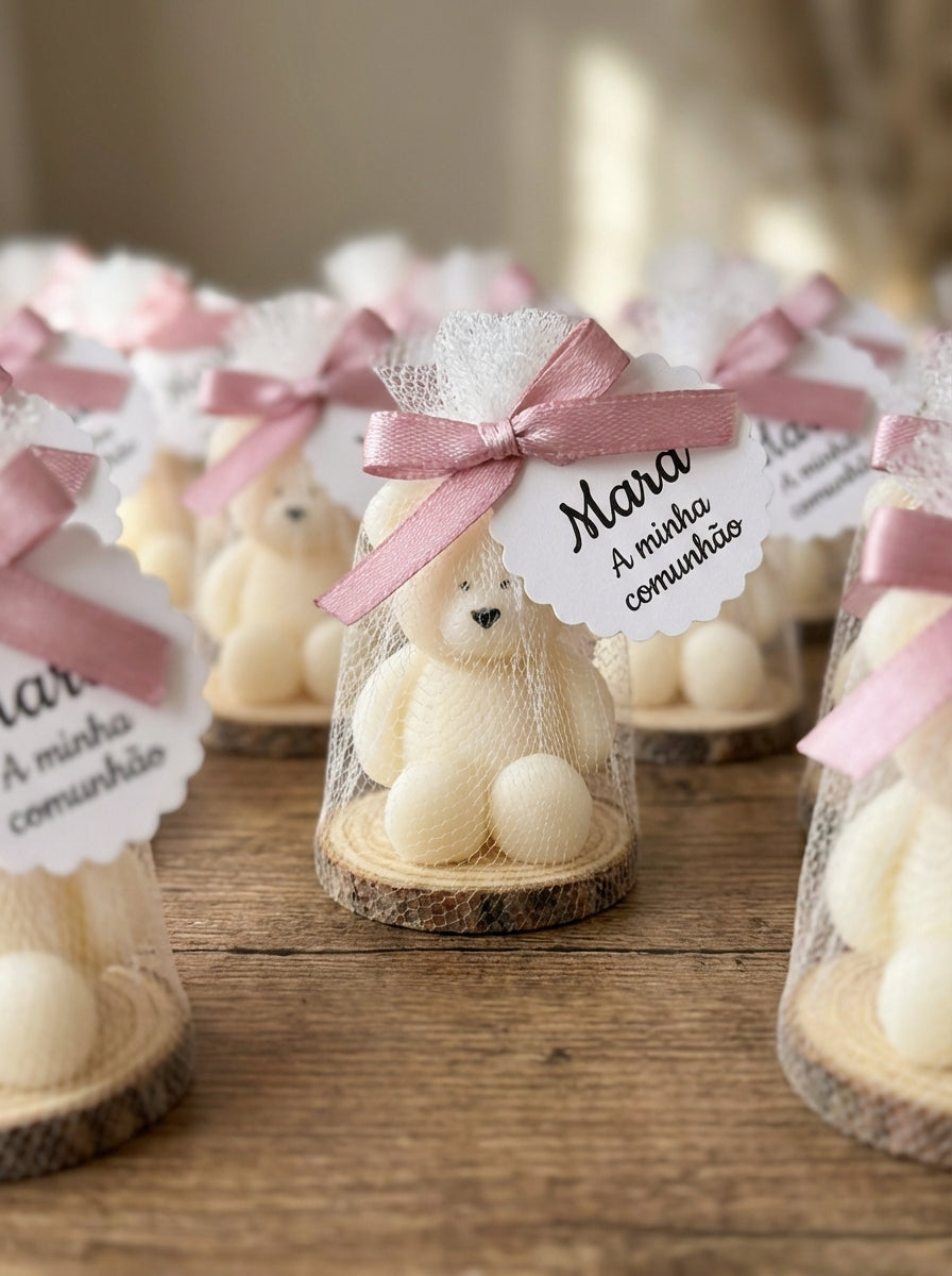 Vela mini ursinho decorada para lembrança