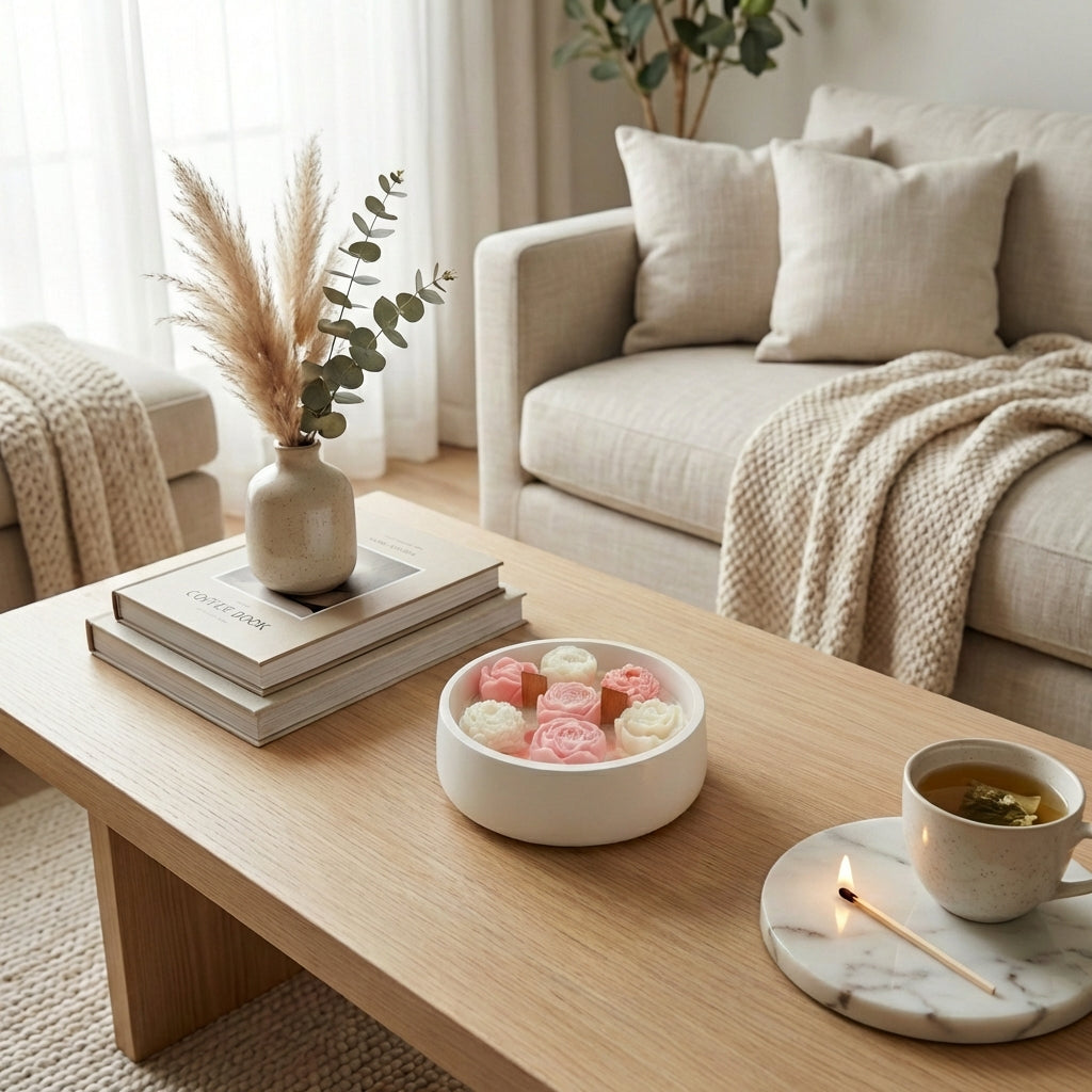 Vela de Soja Artesanal com Flores Rosa