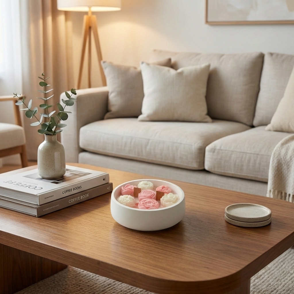 Vela de Soja Artesanal com Flores Rosa