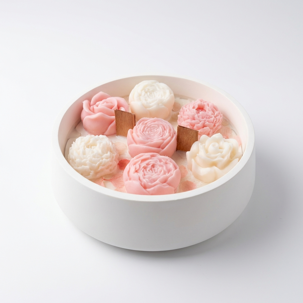 Vela de Soja Artesanal com Flores Rosa